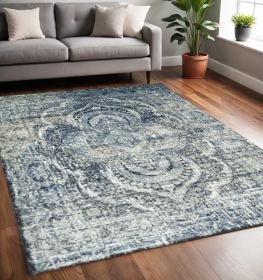 5' X 8' Taupe Abstract Power Loom Distressed Stain Resistant Area Rug