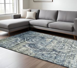 6' X 9' Taupe Abstract Power Loom Distressed Stain Resistant Area Rug