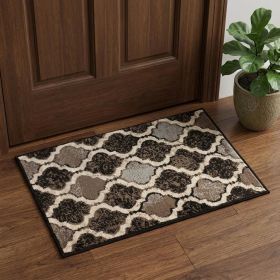 3' X 5' Chocolate Quatrefoil Power Loom Distressed Stain Resistant Area Rug