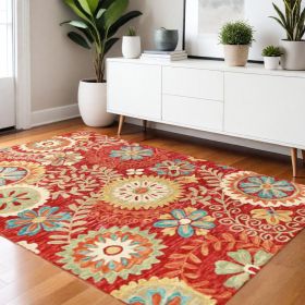 4' X 6' Rust Wool Medallion Tufted Handmade Stain Resistant Area Rug