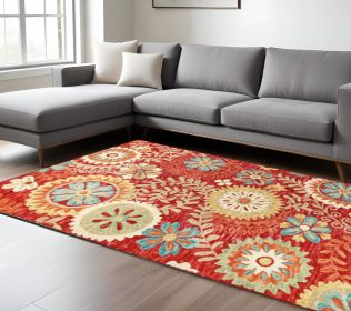 8' X 10' Rust Wool Medallion Tufted Handmade Stain Resistant Area Rug