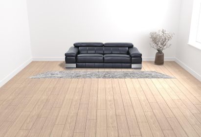 2' X 15' Grey Floral Power Loom Stain Resistant Area Rug