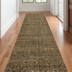 12' Runner Brown Geometric Power Loom Runner Rug