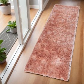 6' Pink Shag Tufted Handmade Runner Rug
