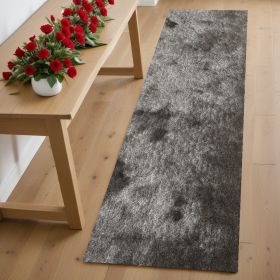 6' Charcoal Shag Hand Tufted Runner Rug