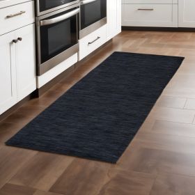 8' Runner Black Hand Woven Runner Rug
