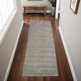 8' Runner Gray and Ivory Shag Hand Woven Runner Rug