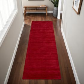 8' Runner Red Hand Woven Runner Rug