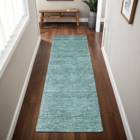 8' Runner Gray and Blue Hand Woven Runner Rug