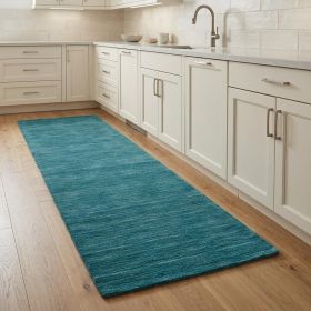 8' Runner Blue and Green Hand Woven Runner Rug