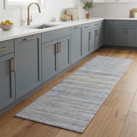 8' Gray and Purple Ombre Hand Woven Runner Rug