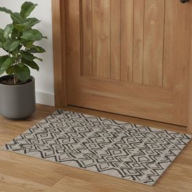 2' X 3' Black Gray And Taupe Wool Geometric Tufted Handmade Stain Resistant Area Rug