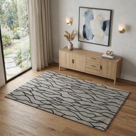 4' X 6' Taupe Black And Gray Wool Abstract Tufted Handmade Stain Resistant Area Rug