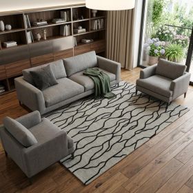8' X 11' Taupe Black And Gray Wool Abstract Tufted Handmade Stain Resistant Area Rug