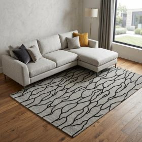 10' X 13' Taupe Black And Gray Wool Abstract Tufted Handmade Stain Resistant Area Rug