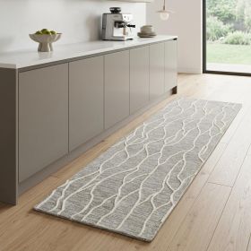 8' Taupe And Ivory Wool Abstract Tufted Handmade Stain Resistant Runner Rug
