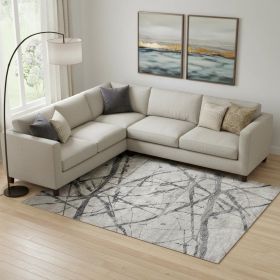 10' X 14' Taupe Gray And Ivory Abstract Stain Resistant Area Rug