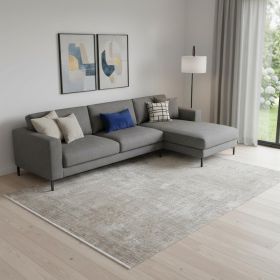 Tan Ivory And Gray Abstract Power Loom Distressed Area Rug