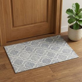 2' X 3' Blue Gray And Ivory Wool Geometric Tufted Handmade Stain Resistant Area Rug