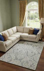 8' X 10' Blue And Ivory Wool Paisley Tufted Handmade Stain Resistant Area Rug