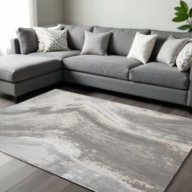 8' X 11' Blue and Gray Abstract Power Loom Area Rug