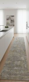 8' Brown And Gray Wool Abstract Hand Knotted Runner Rug