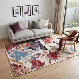 5' X 8' Blue and Red Floral Hand Tufted Area Rug