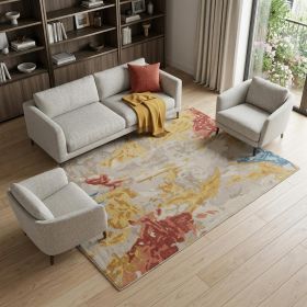 10' X 14' Ivory Yellow And Blue Wool Abstract Tufted Handmade Stain Resistant Area Rug