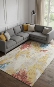 12' X 15' Ivory Yellow And Blue Wool Abstract Tufted Handmade Area Rug