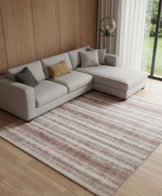8' X 10' Tan Ivory And Pink Abstract Hand Woven Area Rug