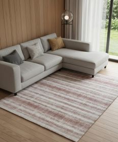 10' X 14' Tan Ivory And Pink Abstract Hand Woven Area Rug