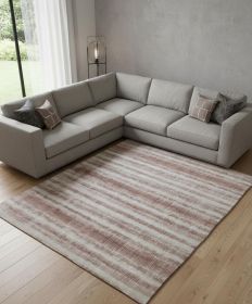 12' X 15' Tan Ivory And Pink Abstract Hand Woven Area Rug