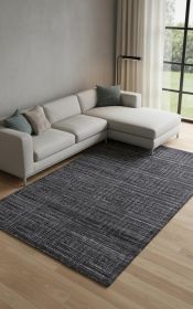 8' X 10' Gray And Black Striped Hand Woven Area Rug