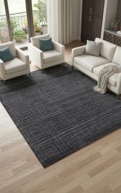 9' X 12' Gray And Black Striped Hand Woven Area Rug