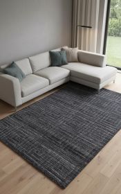 10' X 14' Gray And Black Striped Hand Woven Area Rug
