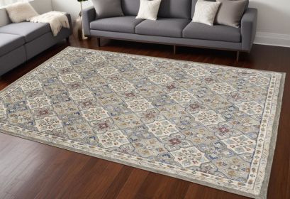 8' X 10' Taupe and Ivory Wool Patchwork Hand Tufted Area Rug