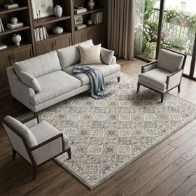 9' X 12' Taupe Ivory And Red Wool Patchwork Tufted Handmade Stain Resistant Area Rug