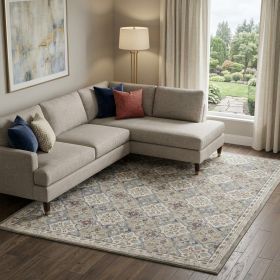 10' X 14' Taupe Ivory And Red Wool Patchwork Tufted Handmade Stain Resistant Area Rug