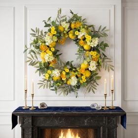 28" Green and Yellow Artificial Summer Lemon Wreath