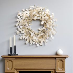 33" Beige and Brown Artificial Eucalyptus Wreath