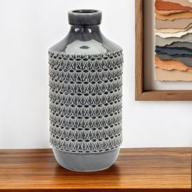 15" Terracotta Black Geometric Round Table vase