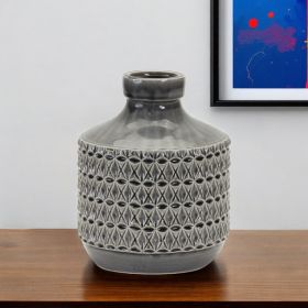 10" Terracotta Black Geometric Round Table vase