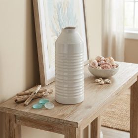 14.75" Terracotta White Round Table vase