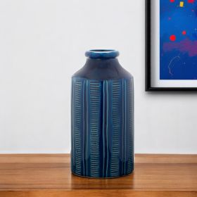 10.5" Terracotta Blue Round Table vase