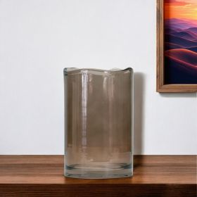 8" Crystal Glass Gray Round Table vase