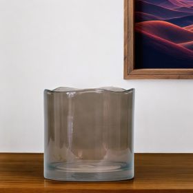6" Crystal Glass Gray Round Table vase