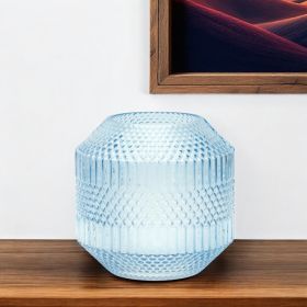 6.5" Crystal Glass Blue Round Table vase