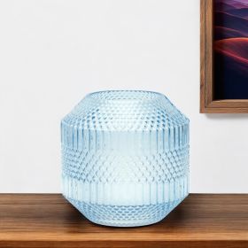 8" Crystal Glass Blue Round Table vase