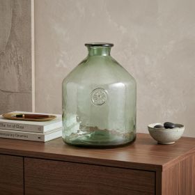 9" Crystal Glass Green Round Table vase