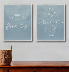 Set Of Two Blue Metal Other Words Wall Decor